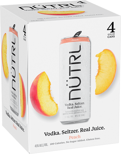 NUTRL VODKA SODA PEACH 4 PACK CANS 12 OZ